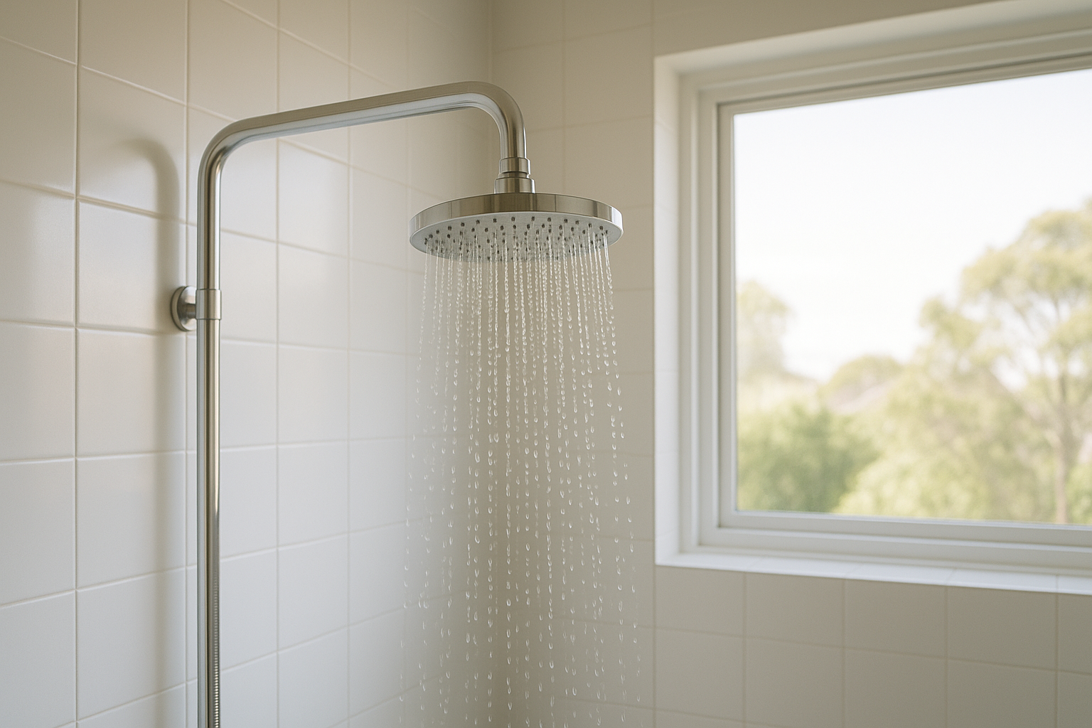 Bright modern Australian bathroom shower scene