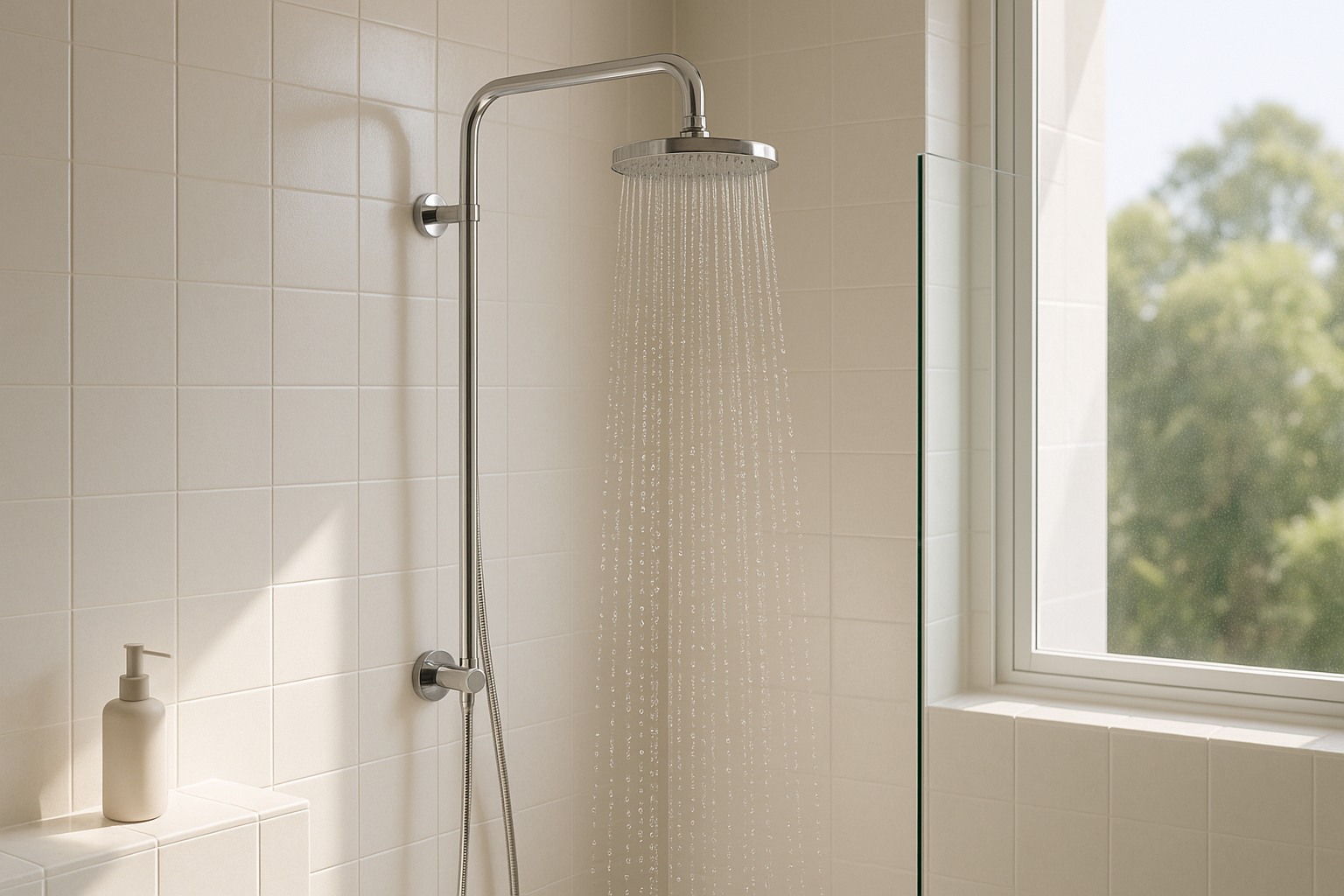 Bright modern Australian bathroom shower scene