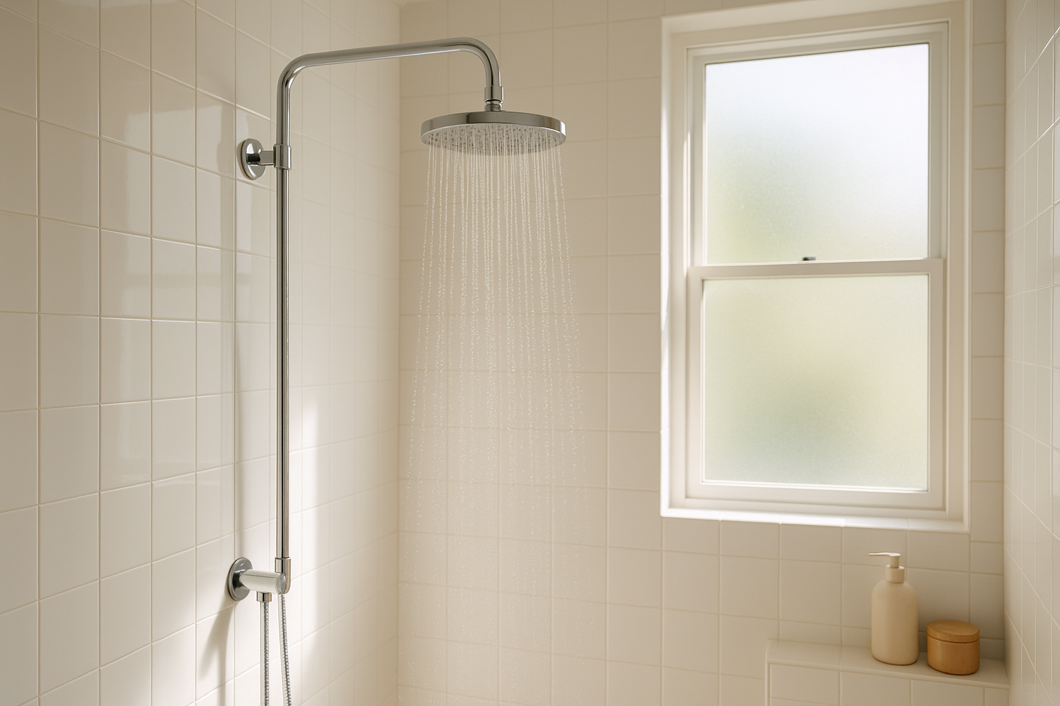 Bright modern Australian bathroom shower scene