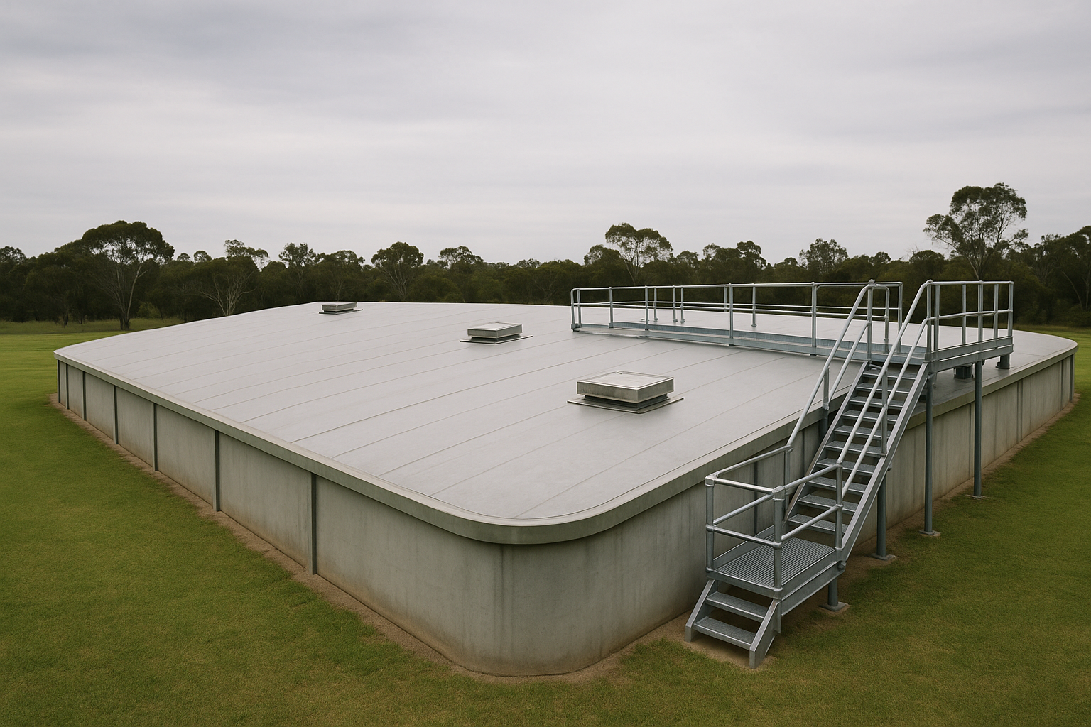 A covered service reservoir holding treated water, treated water held in a covered service reservoir before distribution, australian water supply service